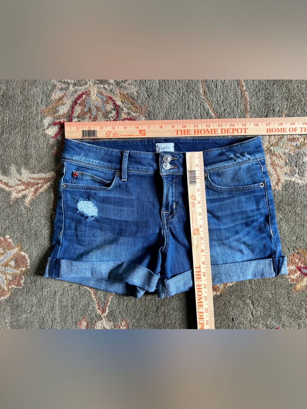 Hudson Women’s Blue Distressed Denim Jean Shorts size 29 - Picture 3 of 6